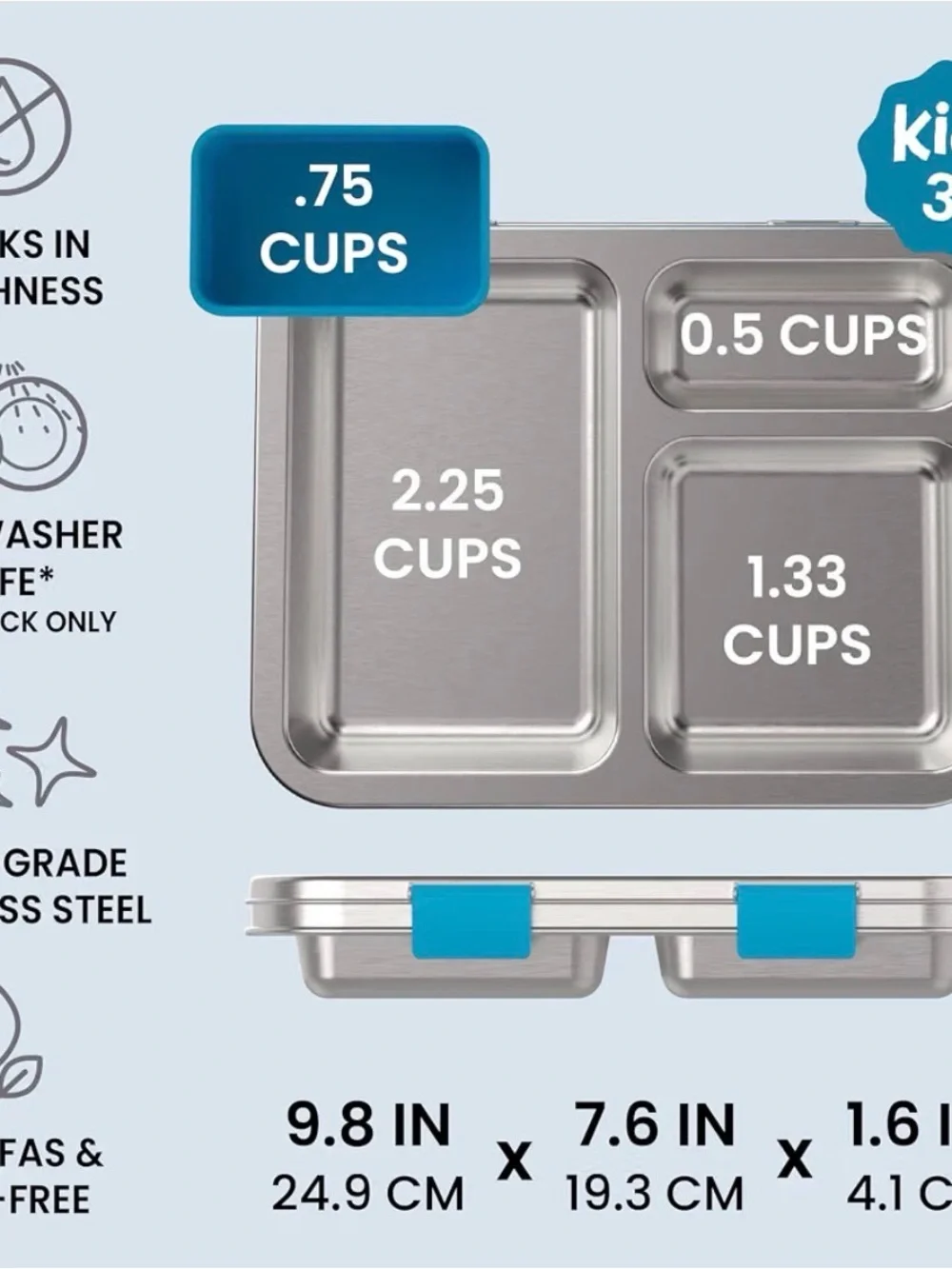 Bentgo Kids Leak-Resistant Stainless Steel Lunch Box in Blue
